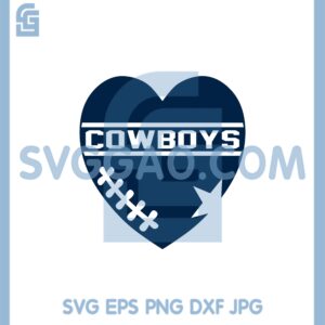 Dallas Cowboys Heart Star Football Svg, Cowboys Heart Svg