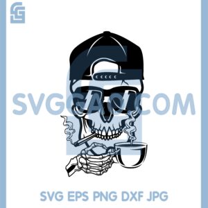 Dead Inside But Caffeinated with Smoke Svg, Skull Smoking Svg, Skull Coffee Svg, Skull Svg