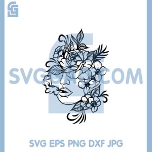 Floral Smoking Woman Svg, Floral Face Smoking Svg, Floral Woman Svg