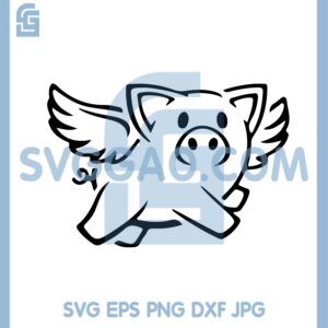 Flying Pig Cartoon Cute Animal Svg, Flying Pig Svg