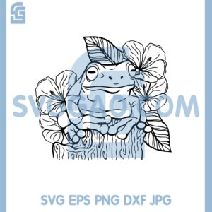 Frog Floral Svg, Frog Tropical Svg, Summer Vibes Floral Animal Svg, Frog With Flowers Svg