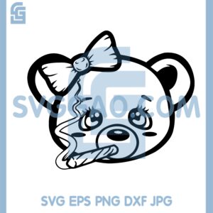 Gangster Girl Bear Svg, Gangster Girl Teddy Bear Smoking Cigarette Head Bow Svg