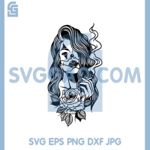 Gangster Girl Smoking Svg, Gangster Girl Svg, Chicano Girl Svg