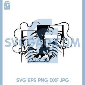 Girl Cannabis Smoking Mask Svg, Girls Smoking Weed Svg