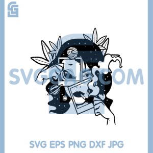 Girl Face Painting Alien Svg, Alien Girl Smoking Weed Svg, Girl Face Alien Smoking Svg