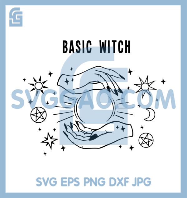 Basic Witch Hands New Svg, Basic Witch Svg, Moon Basic Witch Svg