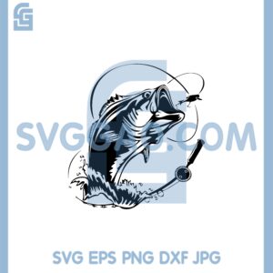 Bass Fishing SVG , Salt Fly Logo Svg, Angling Fish Hook Fresh Svg