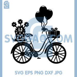 Bicycle With Flowers Svg, Gift And Balloons Svg