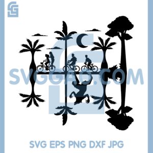 Bizarre Things Tree Svg, Bike Scene On Water Reflection Svg, Wall Decal Svg