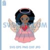 Black Girl Angel Heart Svg, Angel Halo Svg, Afro Girl Svg, Black Girl Angel With Heart Svg