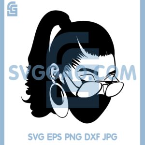 Black Woman In Glasses Svg, Mask Svg, Ponytail Svg