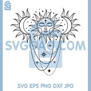 Boho Sun New Svg, Sun and Moon Svg, Celestial Sun and Moon Svg