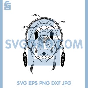 Boho Wolf Ethnic Svg, Wreath Svg, Boho Wolf Svg, Feathers Svg
