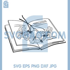 Book With Flowers File Svg, Floral Book Svg, Book Lover Svg