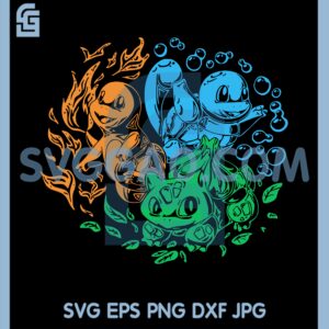 Bulbasaur Squirtle Charmander Svg, Bulbasaur Svg, Squirtle Cute Svg, Charmander Svg