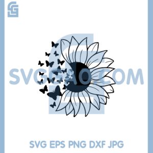 Butterflies Sunflower New Svg, Sunflower Svg,  Lucky Flower Svg