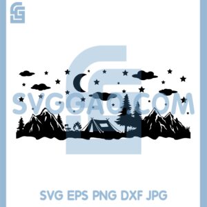 Camper Can Wrap Svg, Camping Campfire Libbey Can Shaped Beer Svg