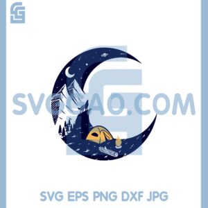 Camping on the Moon Svg, Moon Camping Svg, Hiking Svg, The Wolf Svg