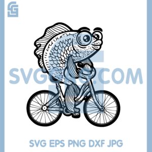 Cycling Fish Svg, Fishing Biker Svg, Fish Biker Svg