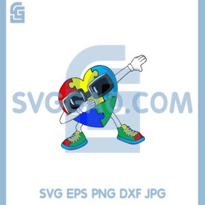 Dabbing Autism Heart Svg, Dabbing Puzzle Piece Svg