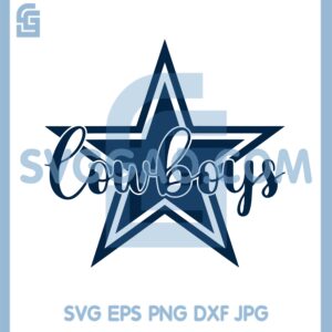 Dallas Cowboys Cursive Star Svg, Cowboys Cursive Svg