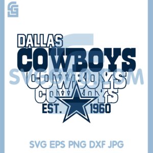 Dallas Cowboys Star Sliced Text Est 1960 Svg, Cowboys Star Sliced Svg