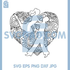 Dancing Couple Heart Mandala Svg, Dancing Couple Svg, Dancing Heart Zengtangle Svg