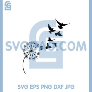 Dandelion With Birds Flying Away Svg, Dandelion  Design Svg