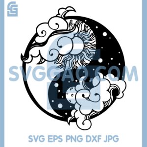 Day And Night Yin Yang Svg, Clouds And Sun Svg, Day And Night Svg