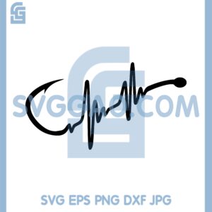Fish Hook Heartbeat Vinyl Svg, Fishing Heartbeat Closs Svg, Heartbeat Hook Svg
