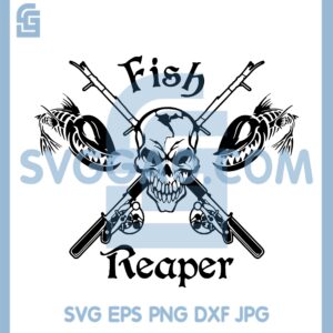 Fish Reaper Skull SVG, Skeleton Rod Car Boat Truck Window Viny SVG