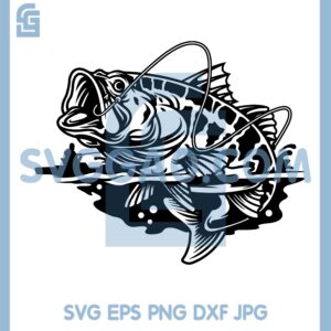 Fishing Bass Svg, Bass Fishing Svg, Jumping Bass Svg