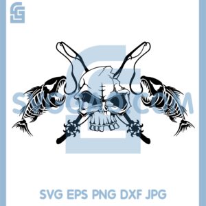 Fishing Skull Skeleton SVG, Fish Hook Head Rod Reel Hook Car Truck SVG