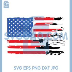 Fishing USA Flag Svg, Fishing Rods Flag Svg