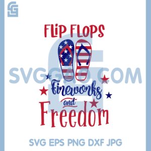 Flip Flops Fireworks And Freedom Svg, Flip Flops July Svg, Flip Flops Us Svg