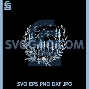 Floral Mountain Svg, Camping Floral Svg, Travel Hiking Svg, Outdoor Svg