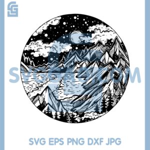 Forest Mountain Svg, Hill Lake River Cloud Star Sun Space Soul Svg