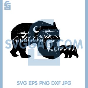 Forest Mountain The Moon Is Bear's Svg, Bear Family Svg, Bear Outdoor Svg