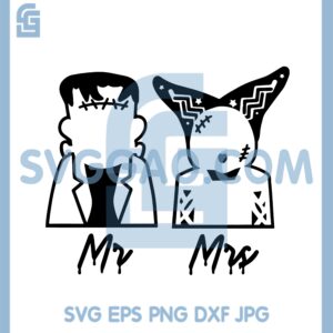 Frankenstein And bride Black And White Svg, Frankenstein Black File Svg