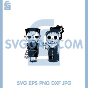 Frankenstein And Sam Svg, Frankenstein Ears Pumpkin Black Svg