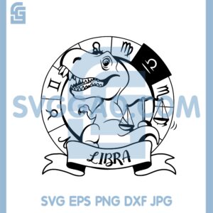 Funny T-rex Libra Zodiac Sign Magic Svg, Astrology Star Magic Svg