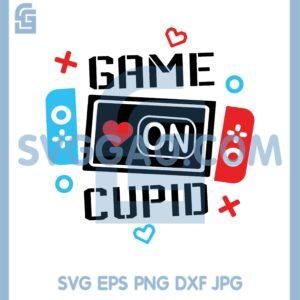 Game On Cupid Svg, Gamer Valentine Svg, Kids Svg