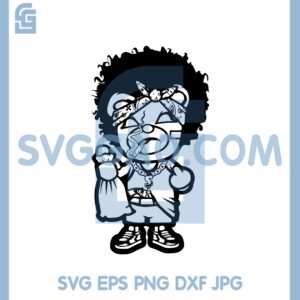 Gangster Bear Hand Fuckk Svg, Gangster Teddy Bear Gun Red Alcoho Svg