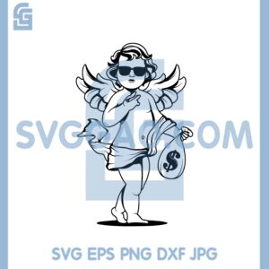 Gangster Cherub With Money Bag Svg, Angel Gangster Funny Svg