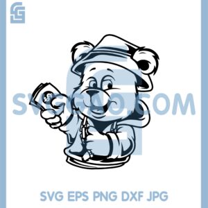 Gangster Teddy With Moneybag Cute Svg, Moneybag Teddy Svg, Teddy Bear Mafia Teddy Svg