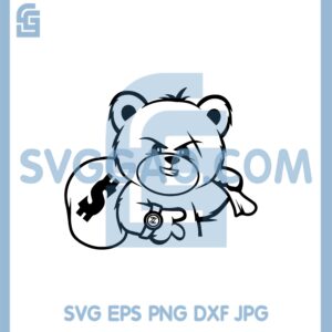 Gangster Teddy With Moneybag Two Svg, Moneybag Teddy Svg
