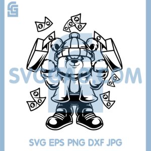 Gangster Teddy with Moneygun Svg, Moneygun Teddy Svg , Teddy Bear Svg , Mafia Teddy Svg