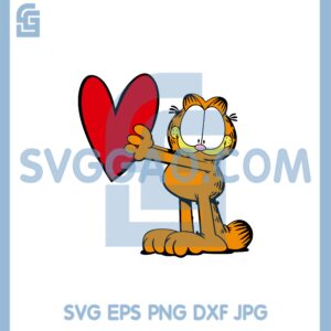 Garfield Holding Heart Stance Svg, Garfield Svg, Heart Garfield Svg