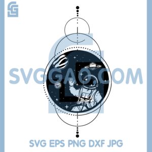 Geometric Astronaut Svg, Space Solar System Moon Svg, Celestial Svg
