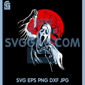 Ghost Holding A Knife Under The Red Moon Svg, Scream Svg, Scream ...